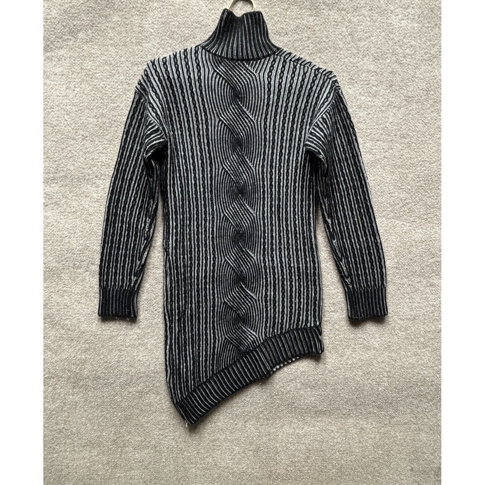 Naadam‎ Wool Cashmere Sweater Dress Small Black Gray Turtleneck Mini Zipper EUC - Picture 5 of 7